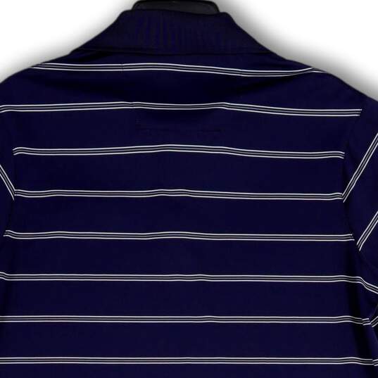Mens Blue Stripe Spread Collar Short Sleeve Polo Shirt Size Medium image number 4