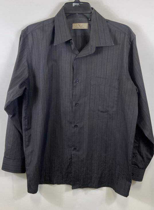 Vein's Kaida Valentino Grey Striped Button Up Shirt L image number 1