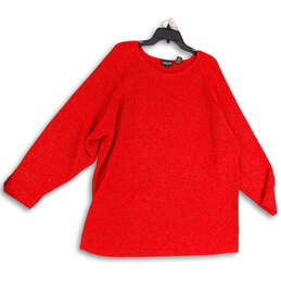 Womens Red Long Sleeve Round Neck Regular Fit Pullover Sweater Size 3X