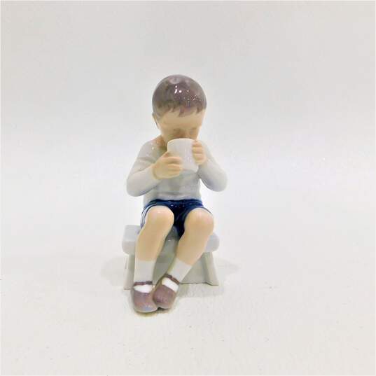 Vintage Bing & Grondahl 1713 Boy Drinking From Cup Figurine Denmark image number 1