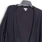 Womens Black Long Band Sleeve Pockets Open Front Cardigan Sweater Size 2XL image number 3