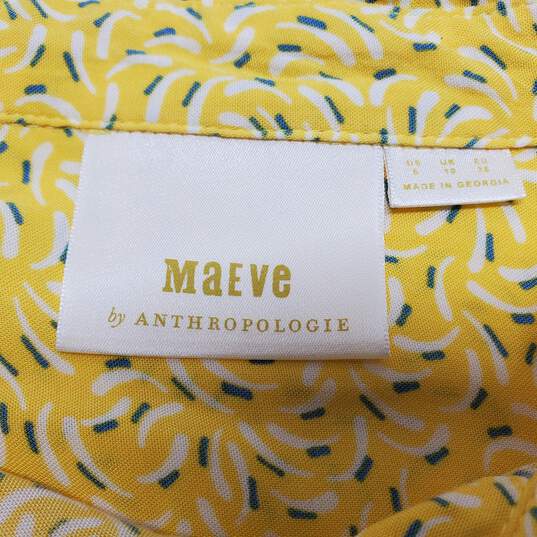 Anthropologie Maeve Yellow Button Up LS Shirt Women's 6 image number 3