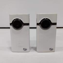 2PC Pure Digital Flip White Video Camcorders IOB Mode Mino HD alternative image