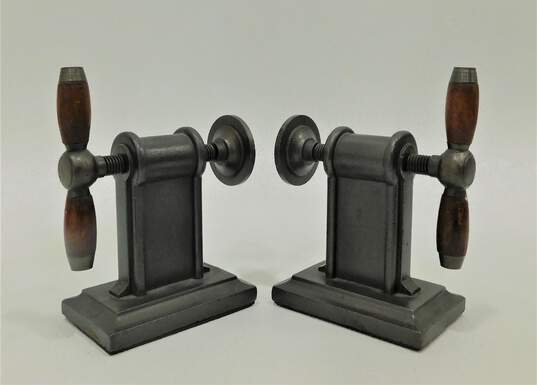 Unbranded Industrial-Style Heavy Metal Clamp Bookends (Pair) image number 2