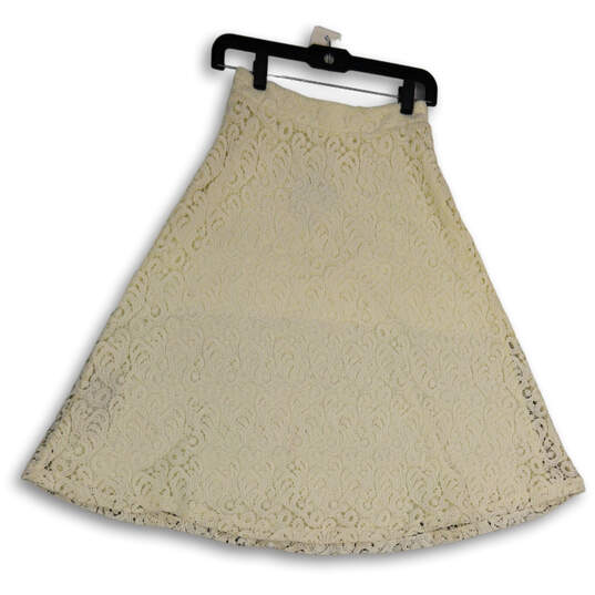NWT Womens White Lace Flat Front Elastic Waist Pull-On Flared Skirt Size 4 image number 2