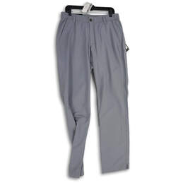 NWT Mens Gray Flat Front Slash Pocket Straight Leg Chino Pants Size 34/36