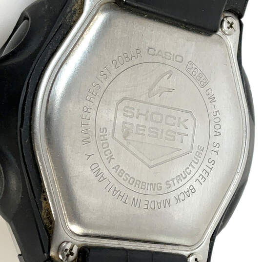 Designer Casio G-Shock GW-500A Silver-Tone Round Dial Digital Wristwatch image number 4