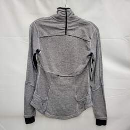 Lululemon Athletica WM's Base Runner Half Zip Rear Pocket Heathered Gray & Black Pullover w Thumbs Holes Size SM alternative image