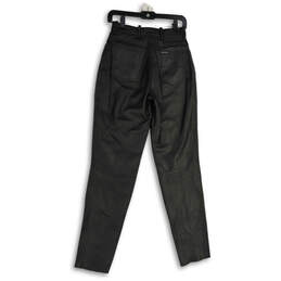 Womens Black Leather Flat Front Skinny Leg Motorcycle Pants Size 32/4 alternative image