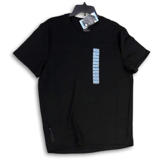 NWT Mens Black Stretch Zip Pocket Crew Neck Pullover T-Shirt Size Large image number 1