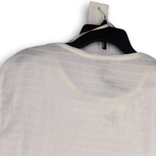 NWT Womens White Crinkle Sleeveless Side Tie Round Neck Blouse Top Size XL image number 4