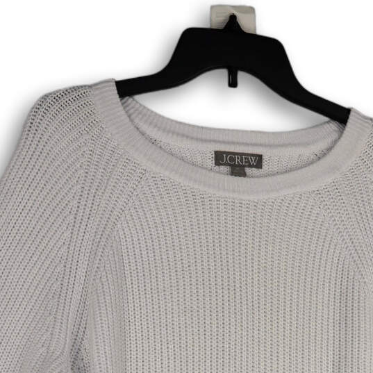 Womens White Knitted Long Sleeve Round Neck Pullover Sweater Size XL image number 1