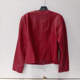 Newport News Women's Red Leather Jacket Size 12 alternative image