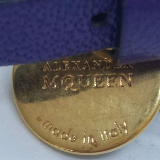 Alexander McQueen Gold Tone Leather Crystal Skull Wrap 16inch Bracelet 22.4g image number 3