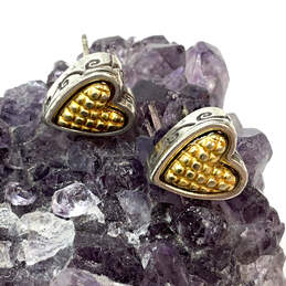 Designer Brighton Two-Tone Enamel Heart Shape Fashionable Stud Earrings