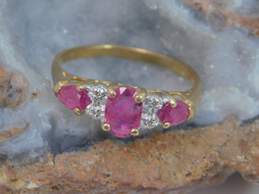 10K Yellow Gold Spinel & White Sapphire Accent Ring 1.6g alternative image