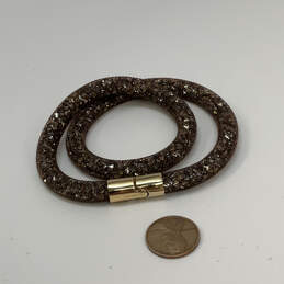 Designer Swarovski Gold-Tone Stardust Brown Double Wrap Bracelet With Box alternative image