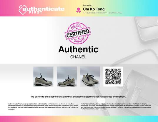 Chanel Gray Sneaker Casual Shoe Women 5.5 image number 8
