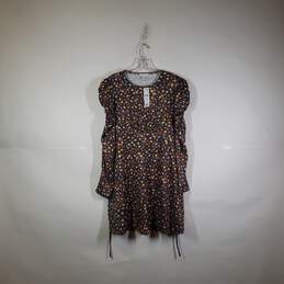 NWT Womens Floral Round Neck Long Sleeve Short Mini Dress Size 10
