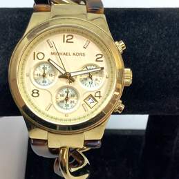 Designer Michael Kors MK-4222 Gold Tone Chronograph Analog Round Dial Wristwatch