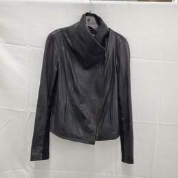 VINCE WM's Black Leather Front Zip Biker Jacket Size MM