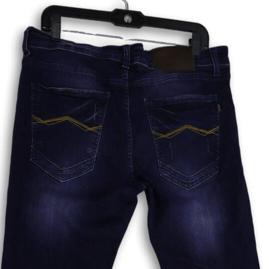 Mens Blue Medium Wash Pockets Distressed Skinny Leg Jeans Size W36 L34 image number 4