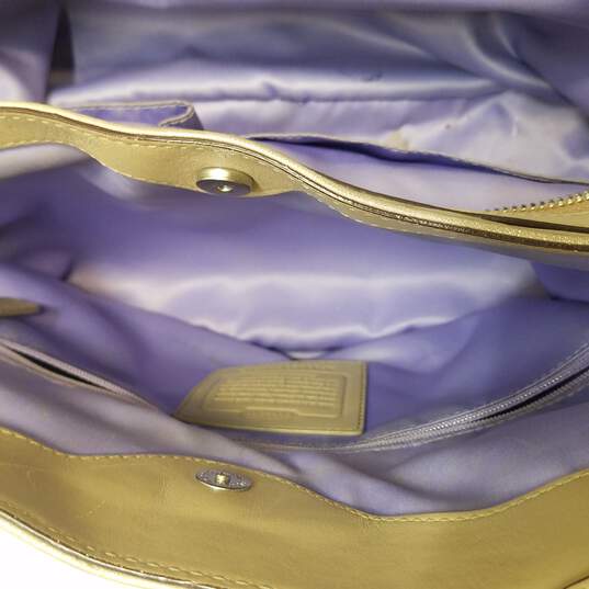 COACH F16312 Gold Metallic Leather Shoulder Hobo Tote Bag image number 7