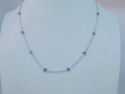 14K White Gold Faceted Tanzanite Station Necklace 2.6g alternative image