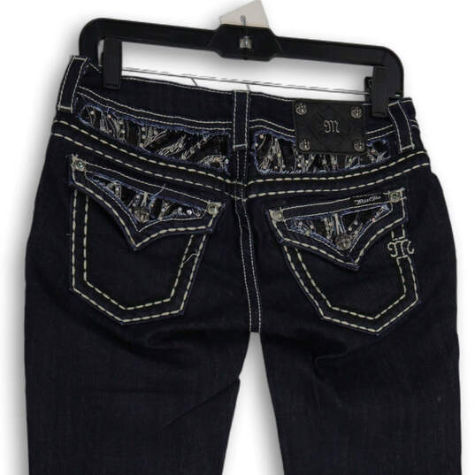 Womens Blue Denim Dark Wash 5-Pocket Design Skinny Leg Jeans Size 27 image number 4