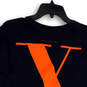 Womens Blue Orange Printed V-Neck Short Sleeve Pullover T-Shirt Size Large image number 4