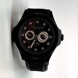 Designer Stuhrling Black Round Dial Chronograph Adjustable Strap Wristwatch