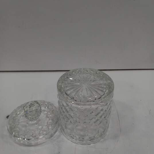 Hand Cut Clear Crystal Cylinder Jar w/Lid image number 3