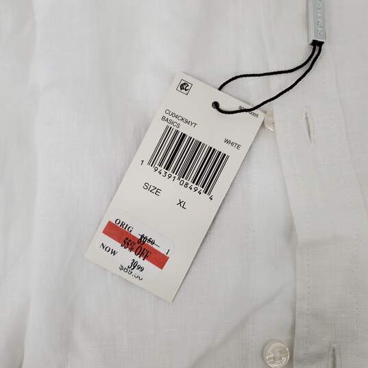 NWT Michael Kors MN's Basic White Slim Fit 100% Linen Short Sleeve Shirt Size XL image number 4