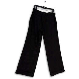 NWT Womens Black White Pinstripe Pockets Straight Leg Trouser Pants Size 10 alternative image