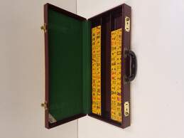 Vintage E.S. Lowe Mahjong Set with 152 Butterscotch Bakelite Tiles & Trays with Case alternative image