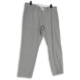 NWT Mens Gray White Striped Slash Pocket Straight Leg Dress Pants Size W36 L30