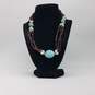 Sterling Silver Garnet Turquoise Fw Pearl Triple Strand Link Necklace 70.3g image number 2