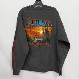 Harley Davidson Gray Long Sleeve Multicolor Desert Wind Graphic T-Shirt Size XL alternative image
