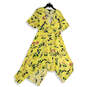 NWT Womens Yellow Floral V-Neck Short Sleeve Fit & Flare Dress Size 12 image number 1