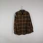 Mens Plaid Loose Fit Collared Long Sleeve Chest Pockets Button-Up Shirt Size L image number 1