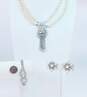 VNTG Mid Century Silver Tone Icy Rhinestone & Faux Pearl Event Jewelry image number 6