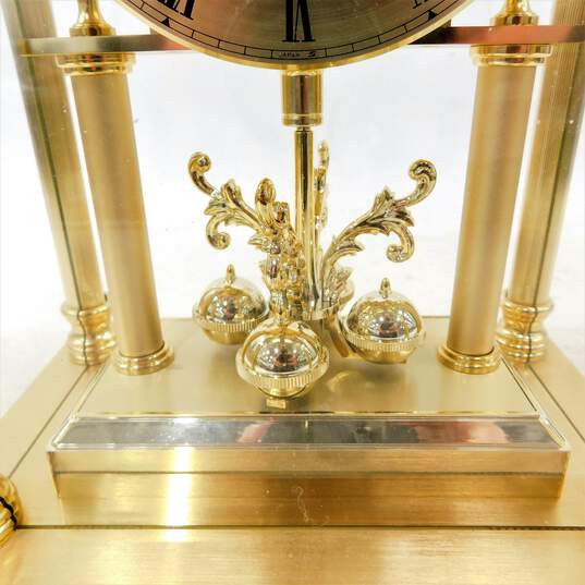 VTG Seiko Quartz Lucite Brass Pillar Skeleton Clock 400 Day Mantel Clock IOB image number 4