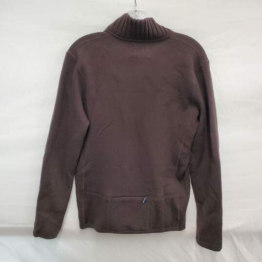 Title Nine Moto Style WM's Dark Brown Wool Full Zip Sweater Size L image number 2