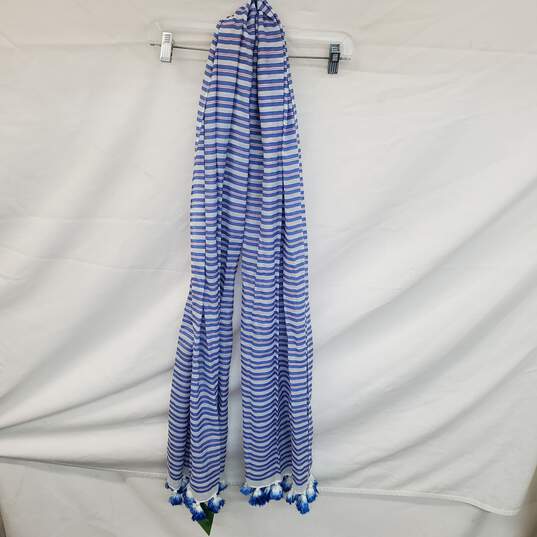 Wm Kate Spade Deep End Blue Candy Striped Oblong Scarf Sz O/S image number 2