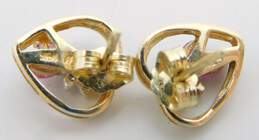 14k Yellow Gold Ruby & Diamond Accent Open Heart Post Back Earrings 2.3g alternative image