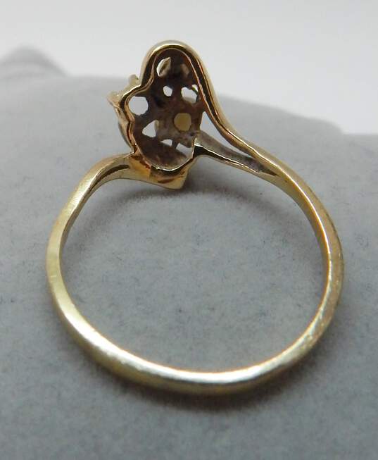 Vintage 10K Yellow Gold Seed Pearl & Diamond Accent Ring 1.5g image number 4