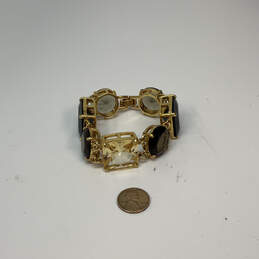 Designer Kate Spade Gold-Tone Black Clear Crystal Cut Stone Chain Bracelet alternative image