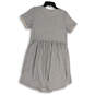 NWT Womens Gray Pleated Round Neck Short Sleeve Pullover Mini Dress Size M image number 2