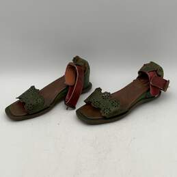 L'Artiste Womens Green Red Leather High Heel Ankle Strap Sandal Size 36 alternative image