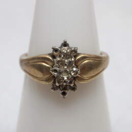 Vintage 10K Yellow & White Gold Diamond Accent Cluster Ring Size 4.75 FOR SETTING - 2.5g alternative image